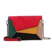 Retro Matte Patchwork Crossbody Bags for Women small Chains Strap Shoulder Bag Lady Small Flap criss-cross Bag