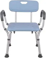 Heavy Duty Bathroom Shower Chair Shower Stool with Backrest 38-50Cm Adjustable Bath Seat with Armrests for Elderly, Disabled, and Limited Mobility, and Cutout for Personal/Ordinary