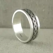 IRISH STERLING SILVER CELTIC KNOT WEDDING RING Oxidized IRISH BORU SIZE 10