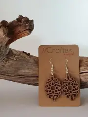 Wooden Earrings Laser Cut Intricate Leaf Design Drop/Dangle Style D5