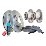 Front Wheel Bearing Hub Assembly + Brake Rotor Pad Kit for Volkswagen Polo 9N
