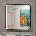 LED Bathroom Mirror, Black 32x32", Dimmable, Anti-Fog, CRI90+, Touch Button