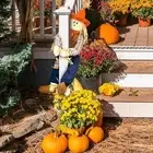 Harvest Scarecrow Thanksgiving Fall Scarecrow for Outdoor Patio Fence Rails