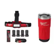 Milwaukee Headlamp 600-Lumens LED USB-Rechargeable w/ PACKOUT Tumbler 20 oz. Red