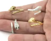 Snake Wrap Blank Bezel Adjustable Ring Raw brass,Shiny Silver-Gold 5us size 5290