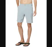 Quicksilver NWT Mens Small Blue Gray Ocean Elastic 18 Amphibian Shorts Hybrid