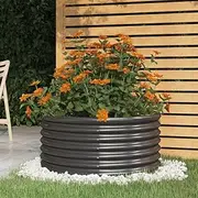 Raised Garden Bed, Elevated Planter Box Plant Container Powder-Coated Steel 80x80x36 cm Anthracite