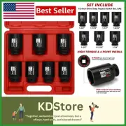 7-Piece 1/2-Inch Drive Impact Socket Set, Cr-Mo Axle Sockets for Professionals