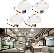 Febuliy LED Ceiling Lights Round Downlight DC 12V 3W White RV Modification Accessories for Caravan Yacht