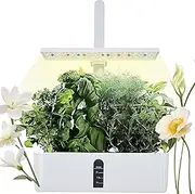 9 Pods Hydroponics Growing System, Indoor Intelligent Garden Kit with 2.5 L Water Tank, 24 W Led Grow Light, Pump System, Automatic Timer, for Plant Flowers, Grass, Etc.