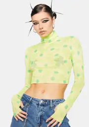 [AFRM] Lime Daisy Micaela Mesh Turtleneck Top