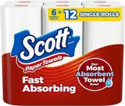Scott Choose-A-Sheet Paper Towels, 6 Double Rolls = 12 Regular Rolls, 100 Sheets