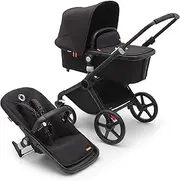 Bugaboo Fox Cub All-Terrain Stroller, Lightweight and Strong Pram and Baby Pushchair, Durable Design and Extra-Large Sun Canopy, One-Piece Self-Standing Fold, Midnight Black
