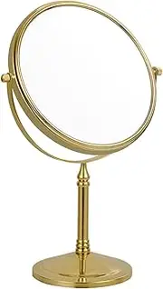 Countertop Makeup Mirrors, 8 inch Double Sided Brass Magnifying Mirror, Tabletop 360° Swivel Cosmetic Vanity Shaving Mirrors,Gold,10X