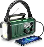 YASMITA 10000mAh Crank Radio, Emergency Radio, Solar Radio, NOAA/AM/FM Weather USB Type-C Charging,Dynamo Radio,Polymer Battery,Torch & LED Reading Light, SOS Alarm,Compass for Camping