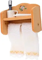 Dollhouse Miniature Bathroom Accessory Wooden Towel Toothbrush Rack 1:12 Scale Bathroom Decor