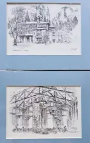 VTG Alec Stern Lot of 2 Hotel Ahwahnee Yosemite Signed Matted Prints 1978 Sealed