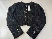 Dynamite Women's Margaux MTLC Tweed Blazer 5 Button Size P/Small