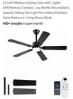 52 inch Modern Ceiling Fans with Lights APP/Remote Control Color Black