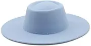 [Generic] Wide Brim Church Derby Top Hat Ladies Elegant Retro Style Wool Jazz Hat Autumn and Winter Solid Color Panama Hat