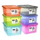 24 x 5L Colored Stack-able Tubs Plastic Clip Lock Lid Storage Boxes Containers