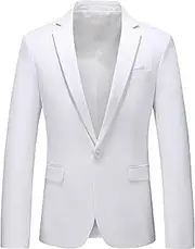 [JEShifangjiusu] Men's Party Suit - 1 Button - Solid Color - Casual Tuxedo Blazer for Themed Parties, White A1, XXL