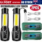 2pcs Super Bright 1200000lm LED Flashlight Tactical Torch Light USB Rechargeable