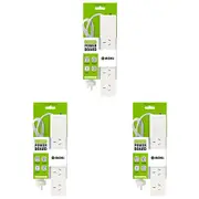 3PK Moki 4 Socket Electrical Powerboard Home/Office Multi Plug Power Strip White