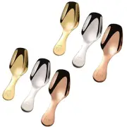 6 Pcs Dessert Spoon Stainless Steel Mini Spoons Short Handle Spoon Coffee Sco...