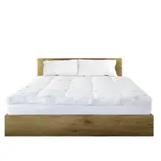 Royal Comfort 1000GSM Luxury Bamboo Covered Mattress Topper Ball Fibre Gusset White (Single, Double, Queen, King)