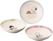 Peanuts SN2500-79 SDGs Recycling Tableware Snoopy Trio Bowl Set of 3 Curry Dishes Soup Plates, Salad Bowl, Diameter 6.7 inches (17 cm) x Depth 15.7 inches (400 ml), Microwave and Dishwasher Safe, Mino