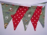 Bunting/flags Fabric Red/green kids Present Gift Party Shower nursery girl/boy