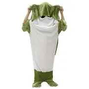 Sleeping Bag Cartoon Fried Frog Shape Contrast Color Thickened Flannel Loose Wearable Hooded Super Soft Full Protection Warm Throw Blanket Travel g...
