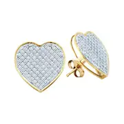 14k White Gold Round Diamond Heart Earrings 1/4 Cttw