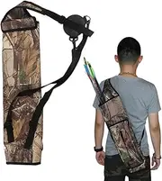 TOPARCHERY Archery Back Canvas Arrow Quiver Arrow Holder Shoulder Hanged Target Shooting Quiver for Arrows with Front Pockets