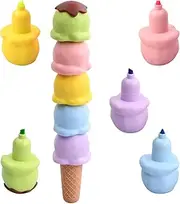 Ehuihuan Ice Cream Shaped Highlighter Small 5 Colours Mini Highlighter Set Cute Highlighter Kids Highlighter Pen for Drawing Marking