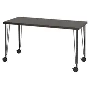 LAGKAPTEN / KRILLE desk, black-brown/black, 140x60 cm