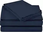 5PC Split Sheet set 1000TC Cotton Split King 2x Long single Fitted Blue Solid