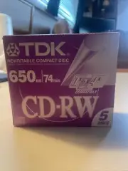TDK CD-RW 650 MB 74 Min 4X - 5 DISC New Old Stock