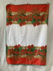 Tablecloth Rectangle Holiday Poinsettias Bow Table Cloth Christmas Party Decor