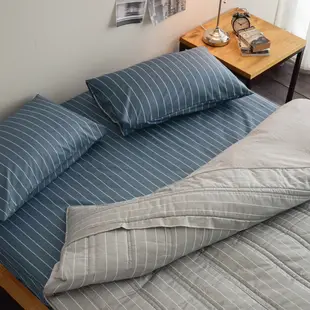 絲薇諾 MIT精梳純棉 換日線-藍 雙人5尺 薄床包鋪棉被套組