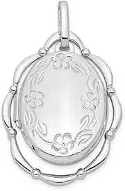 [JewelryWeb] 925 Sterling Silver Polished Engravable Holds 2 photos 21x16mm Oval Locket