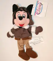 Disney Store 8" Airlpane Pilot Mickey Mouse bean bag toy plush NWT