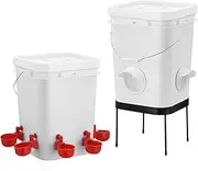 Pet Scene 20L Chicken Feeder with Stand,2in1 Chick Feeder Waterer Set Bird Chicken Food Water Dispenser Chick Poultry Chook Drinker Cup Gravity Fed Feeding Drinking System