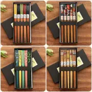 5 Pairs/Set Japanese Style Bamboo Wooden Sushi Chopsticks Tableware Eating Tools