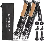 Nordic Walking Stick, TPZ-1, 2Pc Folding Collapsible Hiking Poles with Metal Qui
