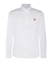 Maison Kitsuné Fox Head Patch Long-Sleeved Shirt SHIRTS CM42,SHIRTS CM43,SHIRTS CM40,SHIRTS CM41,SHIRTS CM39,SHIRTS CM38 White