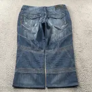 Rocawear Jeans Mens 42x30 Cone Denim Patchwork Flap Pocket Baggy Motto NEW