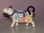 Polish Pottery Cow Creamer! UNIKAT Signature Paper Lantern Pattern!