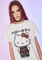 [Dolls Kill x Hello Kitty] Rebel Grl Oversized Tee